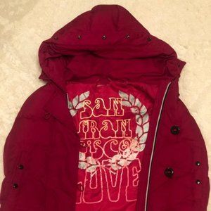 GAP San Francisco Love Puffy Vest Deep Red